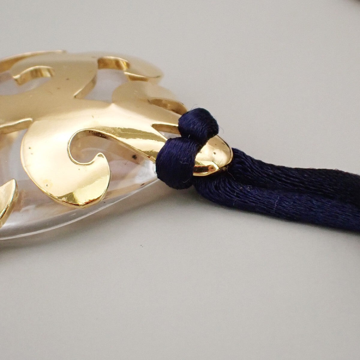 YVES SAINT LAURENT YSL Logo Choker Necklace Pendant GHW Gold-Plated 09KB645