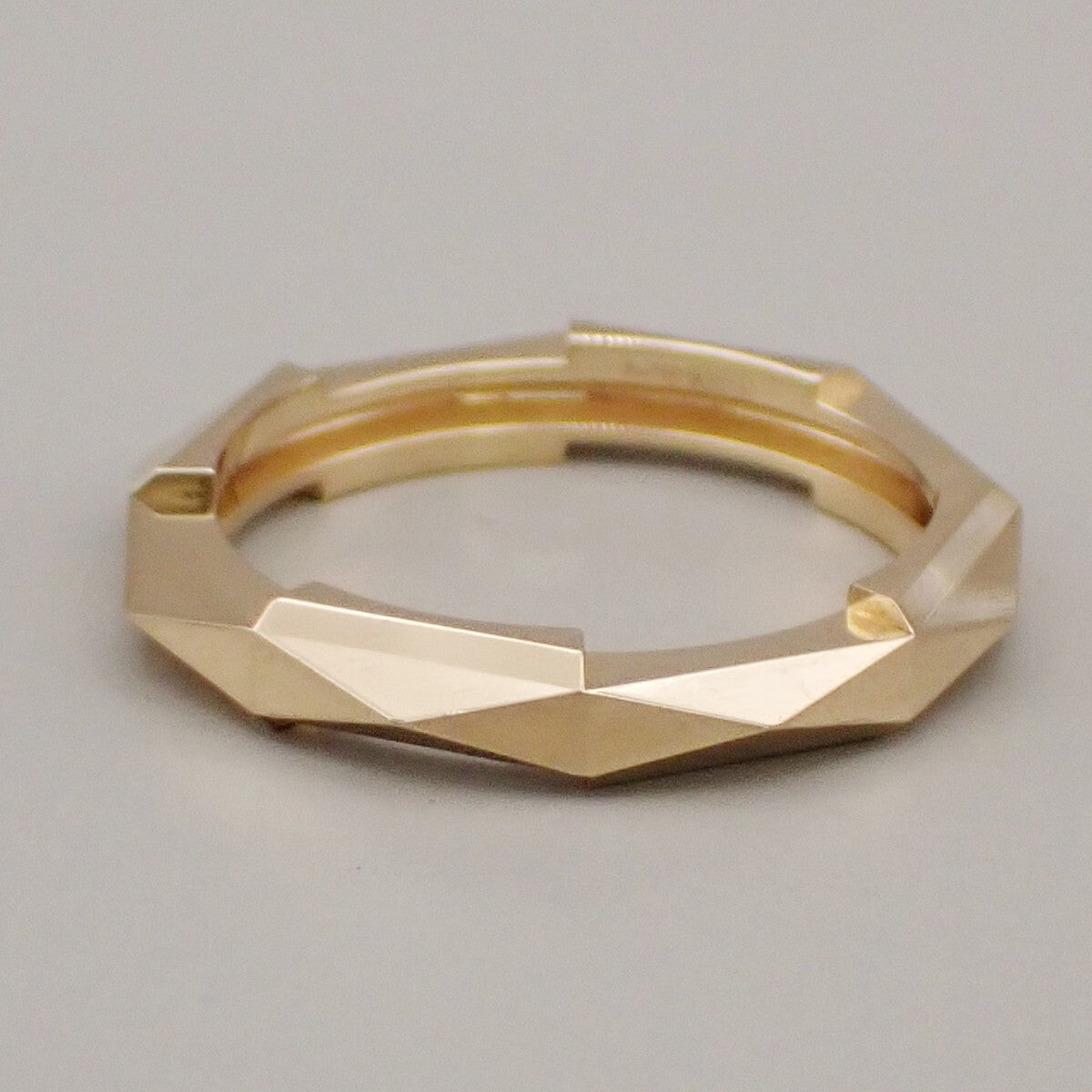GUCCI Logo Link To Studded Ring Au750 (18K) Size 22 Yellow Gold Italy 25RK868
