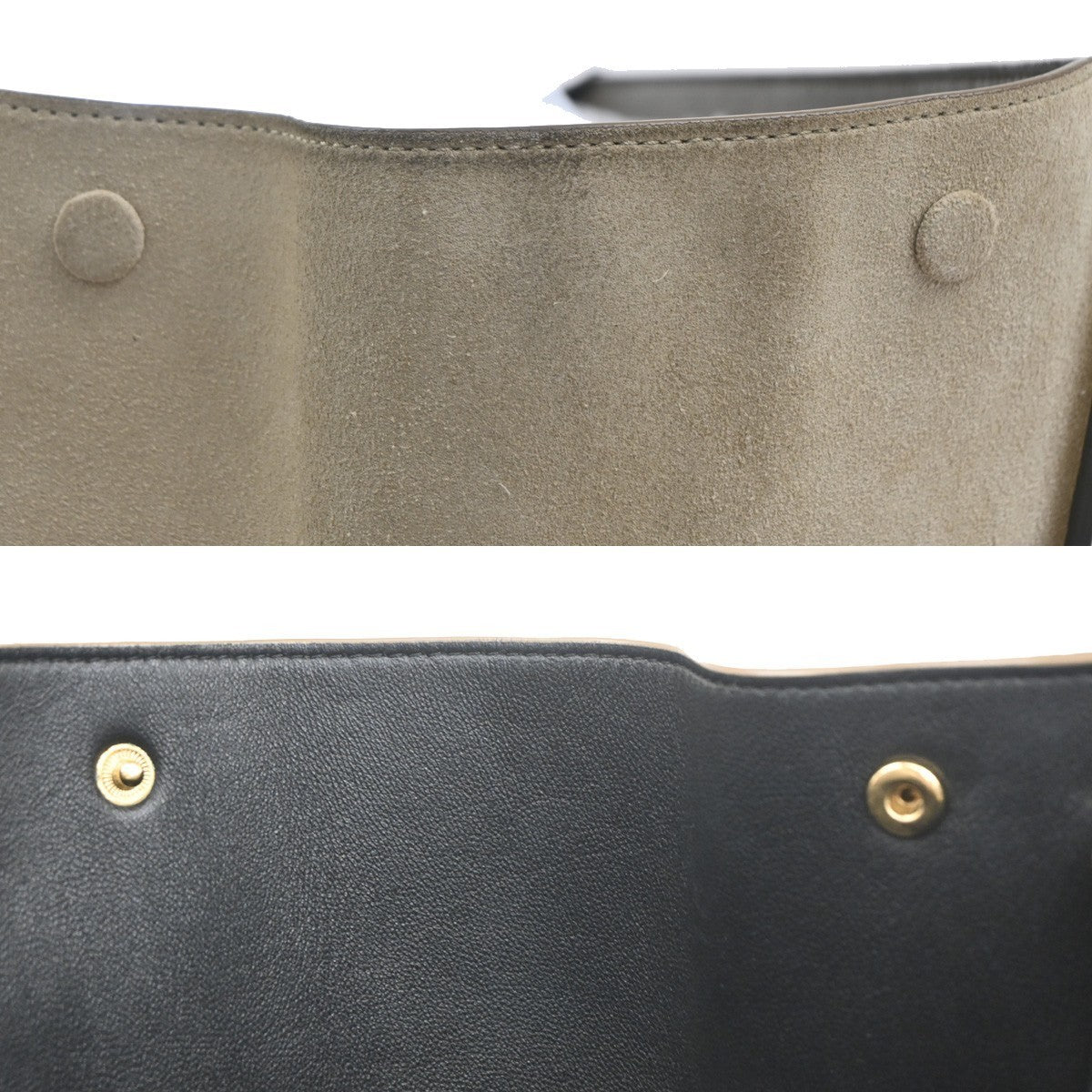 CELINE Trapeze Tricolor 2way Shoulder Hand Bag Leather Suede Khaki Beige 70KB559