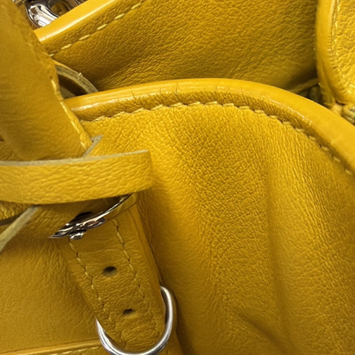 BALENCIAGA Paper Mini 2Way Shoulder Hand Bag Leather Yellow SHW Mirror 97YH797