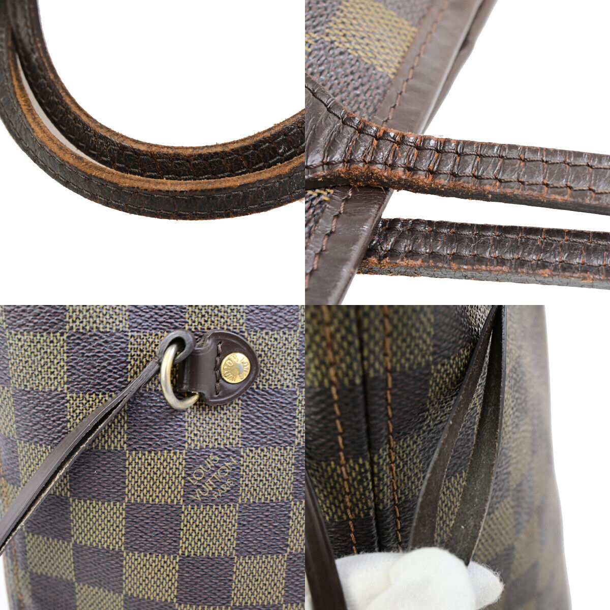 LOUIS VUITTON Neverfull MM Shoulder Tote Bag Damier Leather Brown N51105 79SJ502