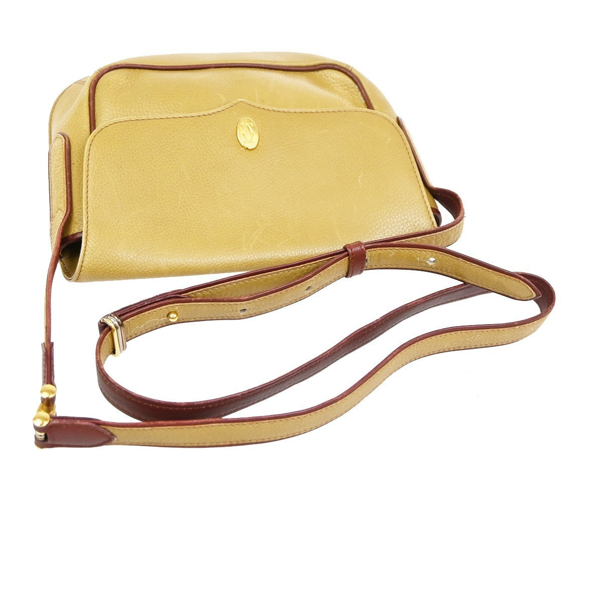MUST DE CARTIER 2C Logo Bicolor Shoulder Bag Leather Yellow Red 61TA698