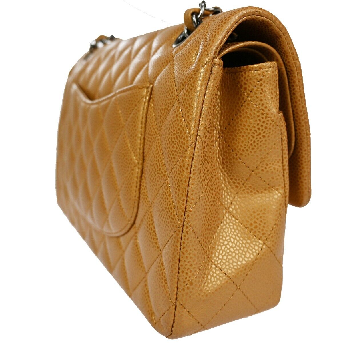 CHANEL CC Matelasse 25 Double Flap Chain Shoulder Bag Caviar Leather 6083LC452