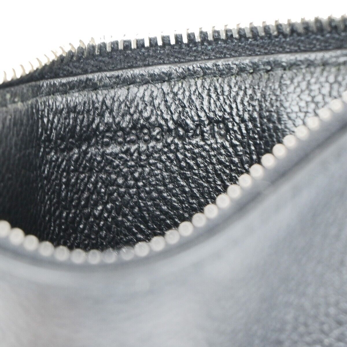SAINT LAURENT Logo Coin Wallet Purse Leather Black Silver Made In Italy 62HB970