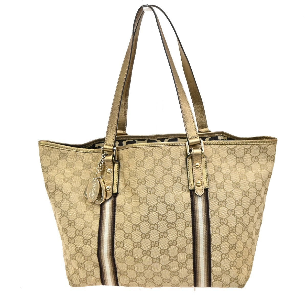 GUCCI GG Sherry Line ShoulderTote Bag Canvas Leather Beige Italy 137396 31MA072