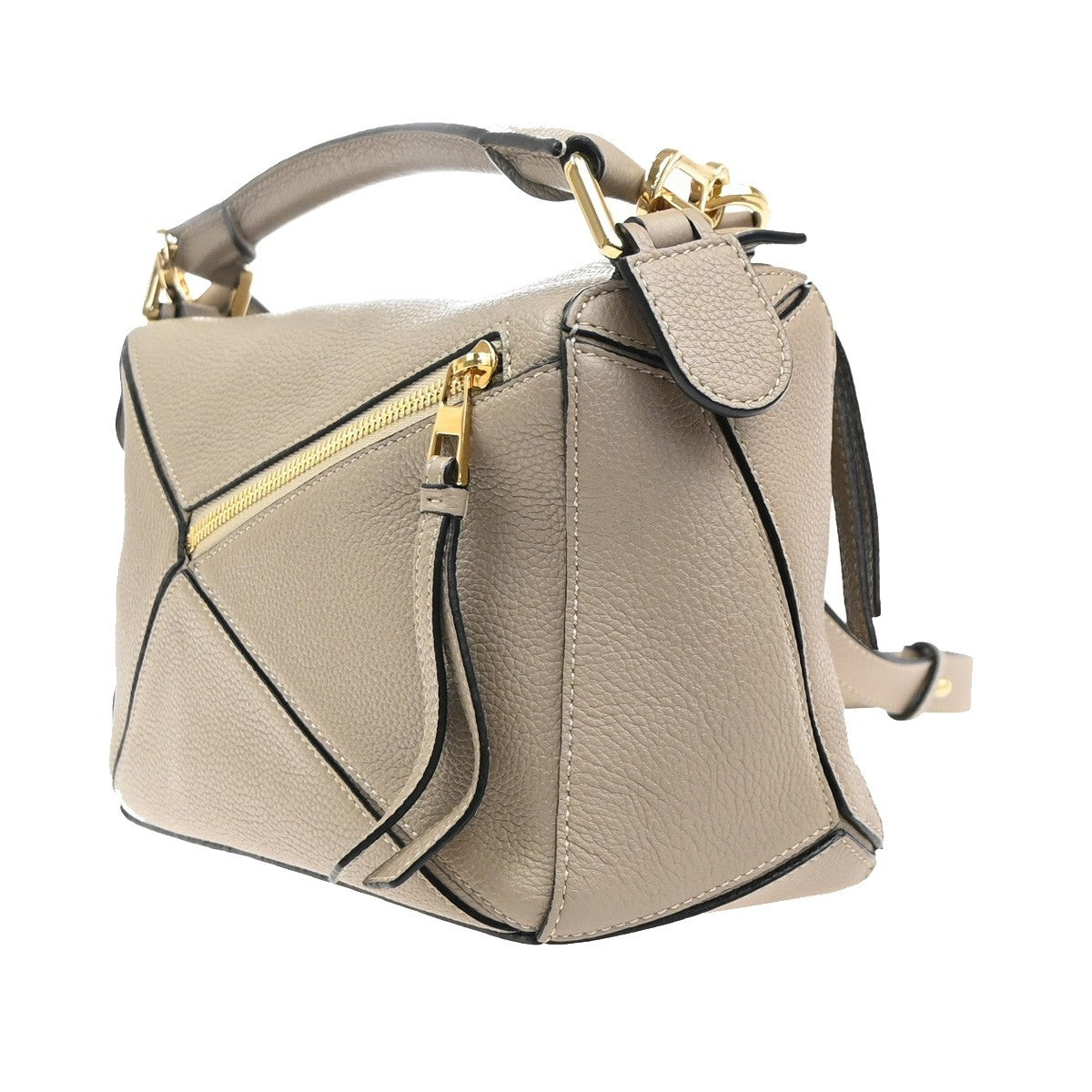 LOEWE Logo Puzzle Small 2way Shoulder Hand Bag Leather Beige Spain GHW 629RL948