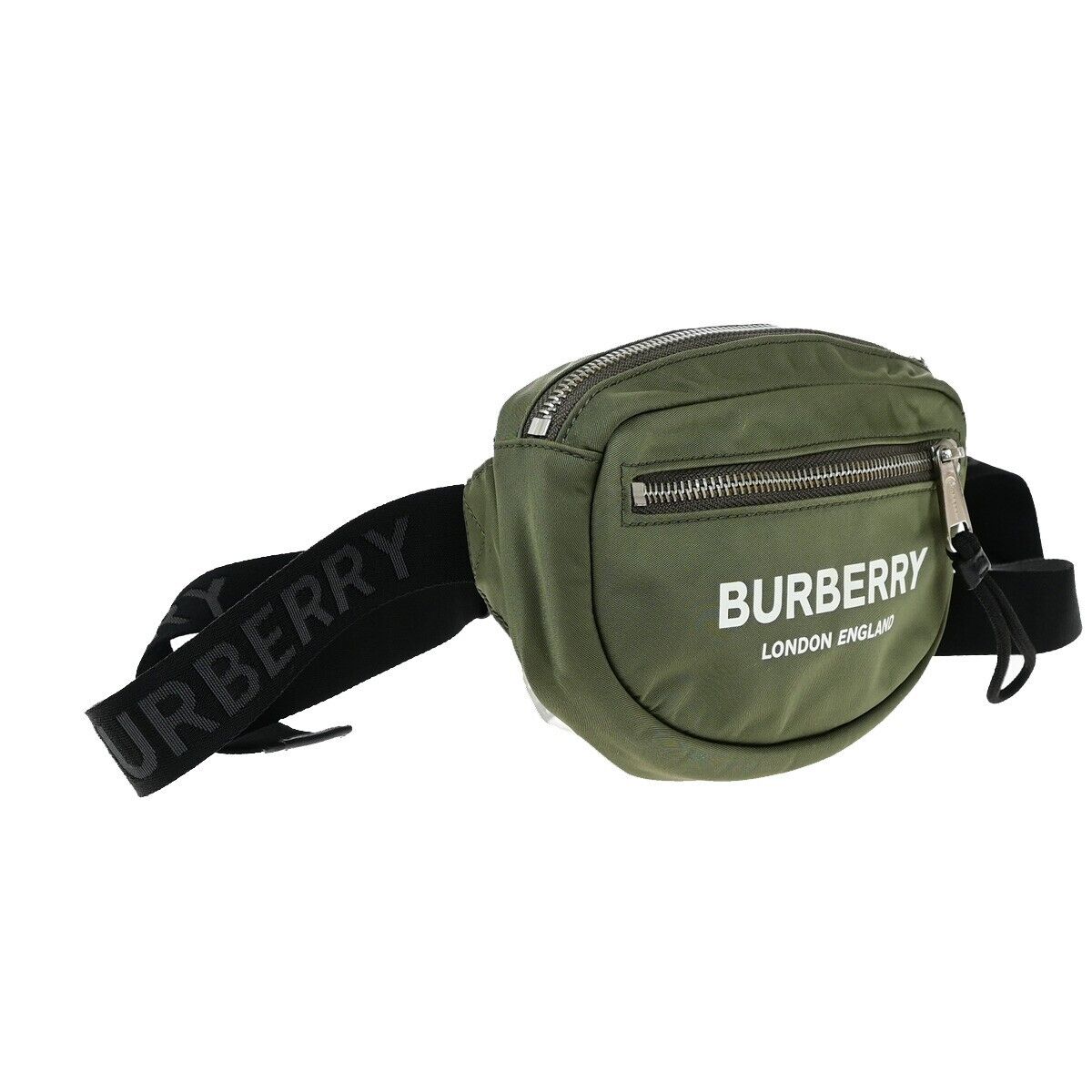 BURBERRY Logo Mini Bum Body Shoulder Bag Nylon Leather Khaki 34EE069