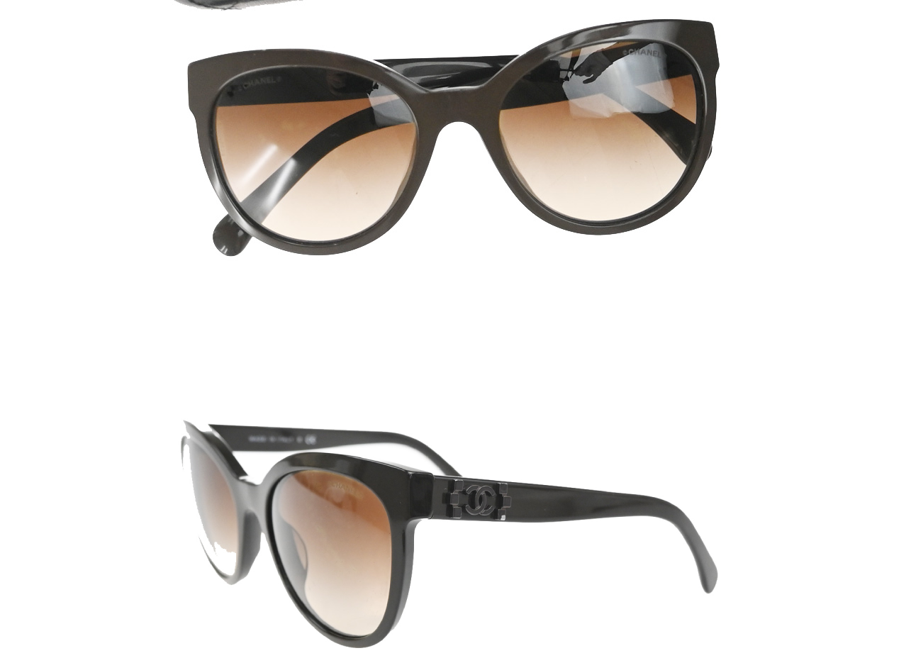 CHANEL CC Logo Sunglasses Eye Were Plastic Metal Brown Italy 5315-A 62RL992