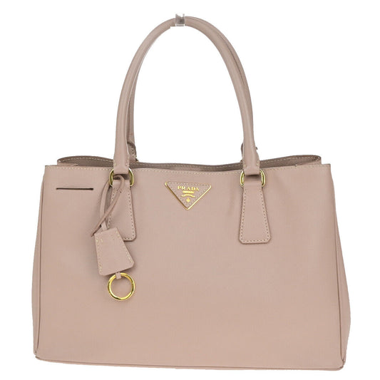 PRADA Logo Saffiano Hand Totw Bag Leather Pink Beige Italy GHW 18YG656
