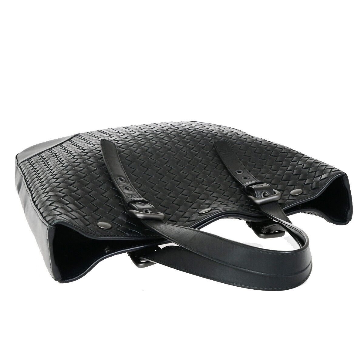 BOTTEGA VENETA Logo  Intrecciato Shoulder Tote Bag Leather Black Italy 20RF196