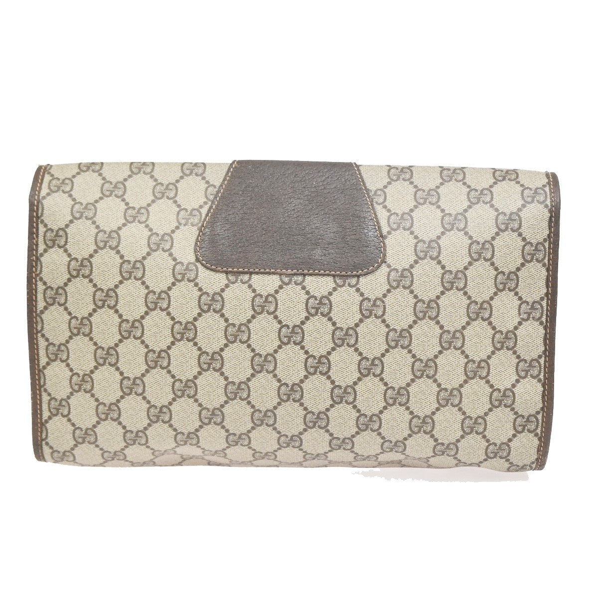 GUCCI GG Web Sherry Line Clutch Bag PVC Leather Beige Brown Italy 09ZA321