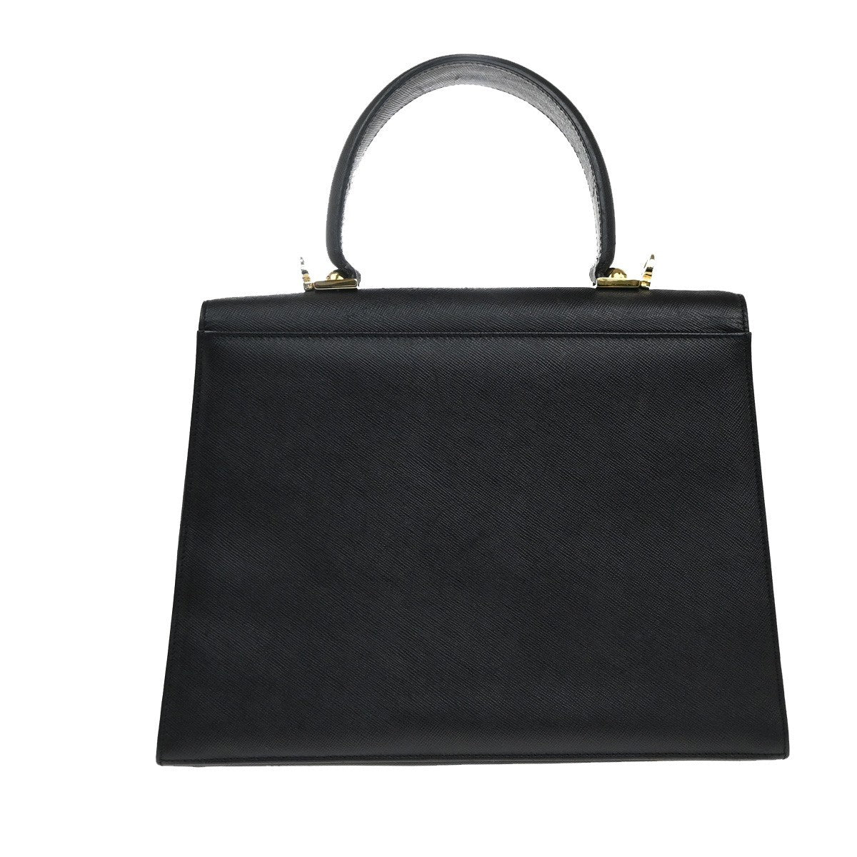 SALVATORE FERRAGAMO Logo Gancini Mini Hand Bag Leather Black GHW Italy 38EG303