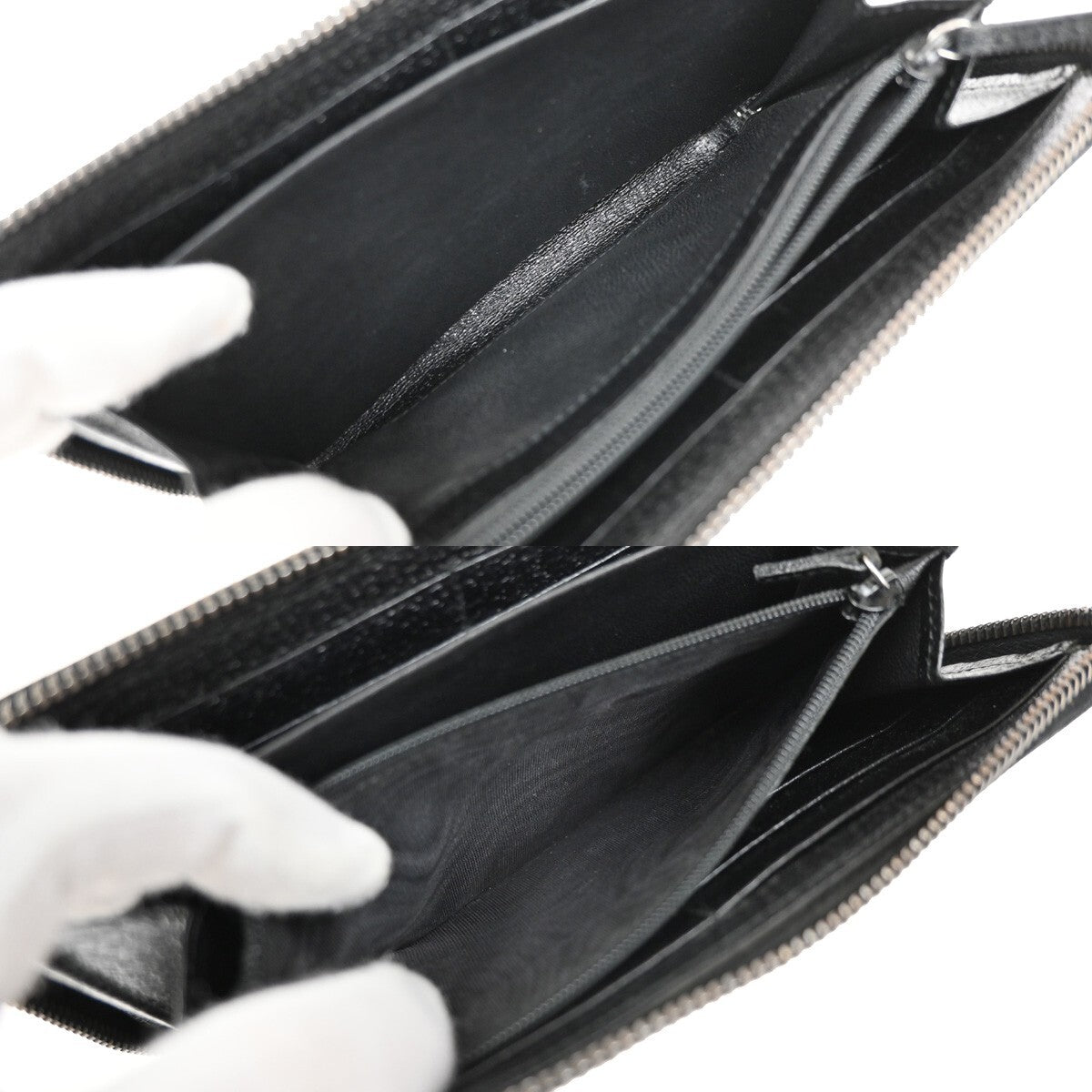 GUCCI Logo GG Pattern Long Zip Aroung Wallet Purse Canvas Leather Black 62YH231