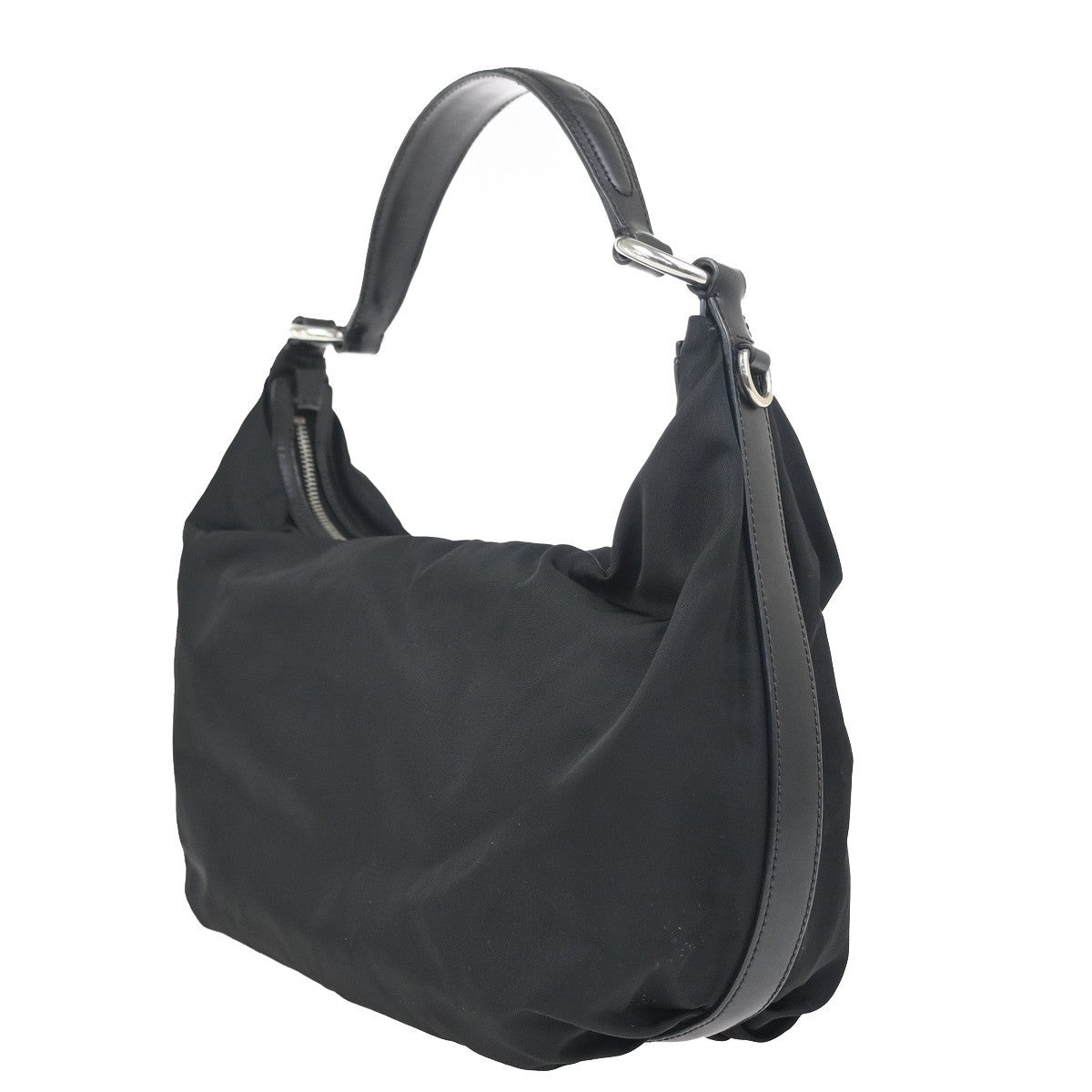 PRADA Triangle Logo Tessuto Shoulder Hand Bag Nylon Leather Black Italy 31ZA360