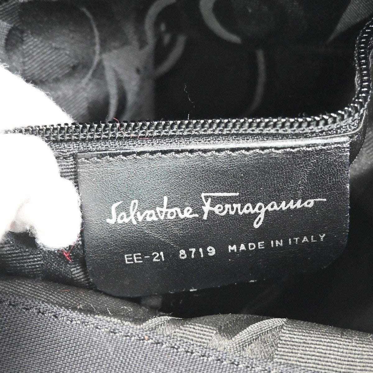 SALVATORE FERRAGAMO Logo Vara Tote Shoulder Bag Nylon Leather Black 67ZA239