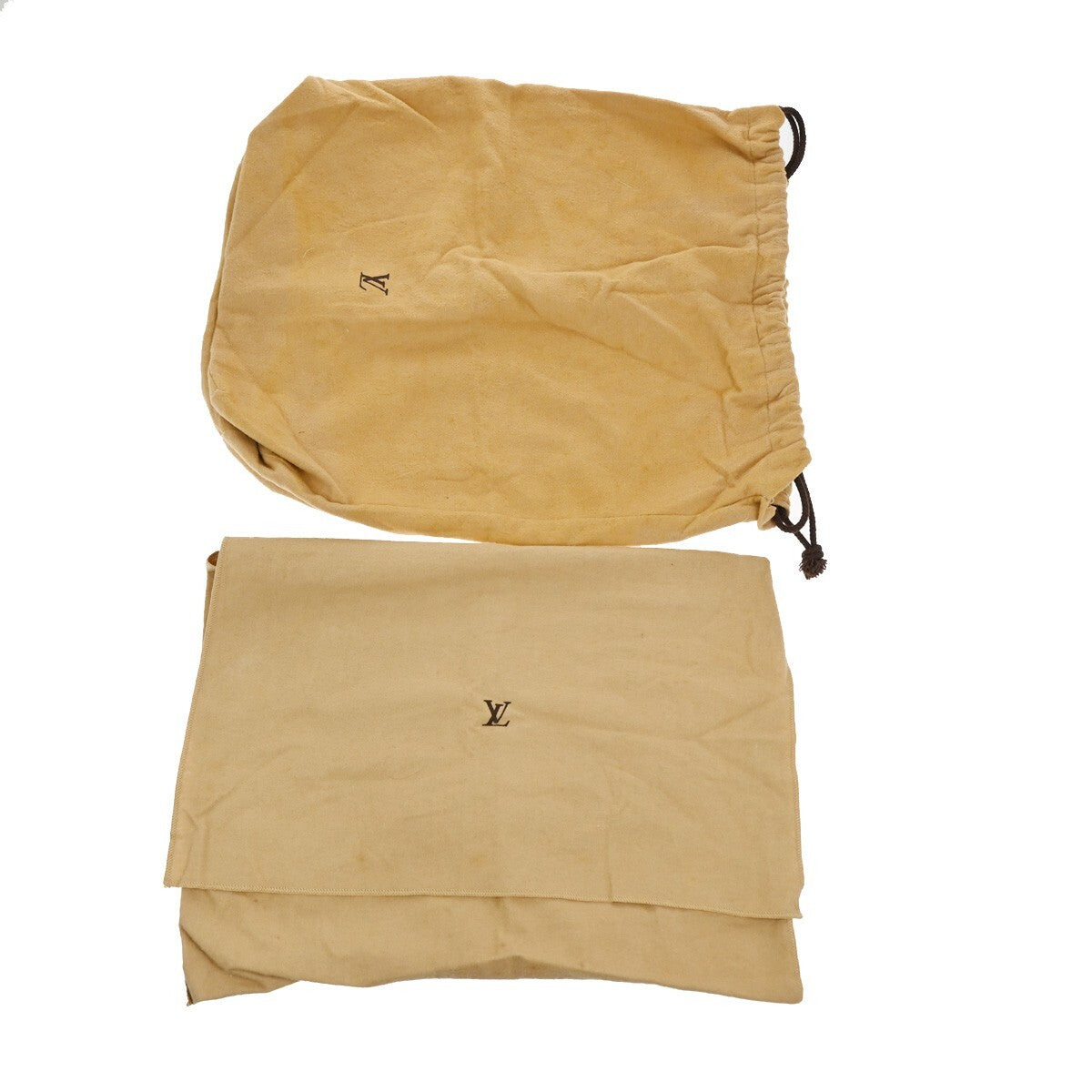 LOUIS VUITTON Logo 10 Set Dust Bag Drawstring Canvas Cotton Beige Brown 09FB553