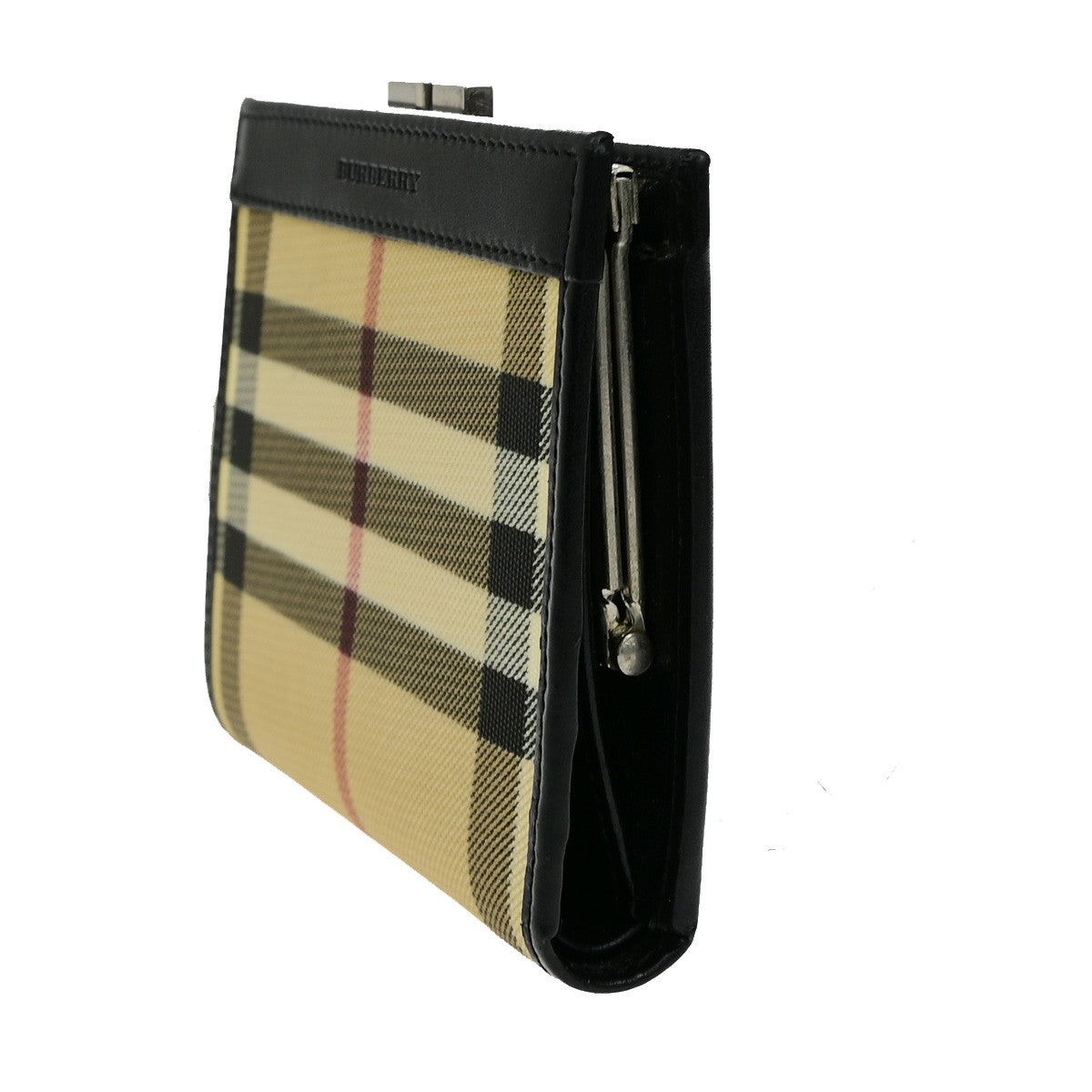 BURBERRY Logo Nova Check Compact Bifold Wallet Purse PVC Leather BN BK 07YH513