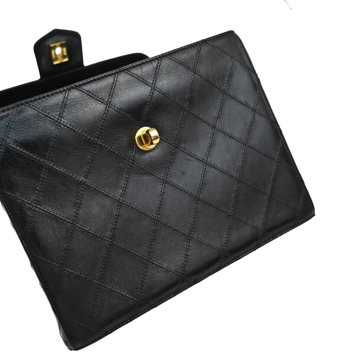 CHANEL CC Logo Bicolore 2Way Vanity Shoulder Hand Bag Leather Black GHW 653RF235