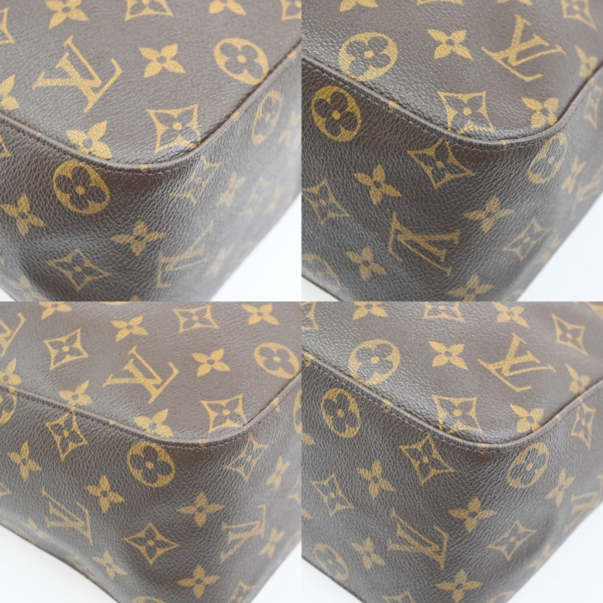 LOUIS VUITTON Logo Looping GM Shoulder Bag Monogram Leather Brown M51145 98TA714