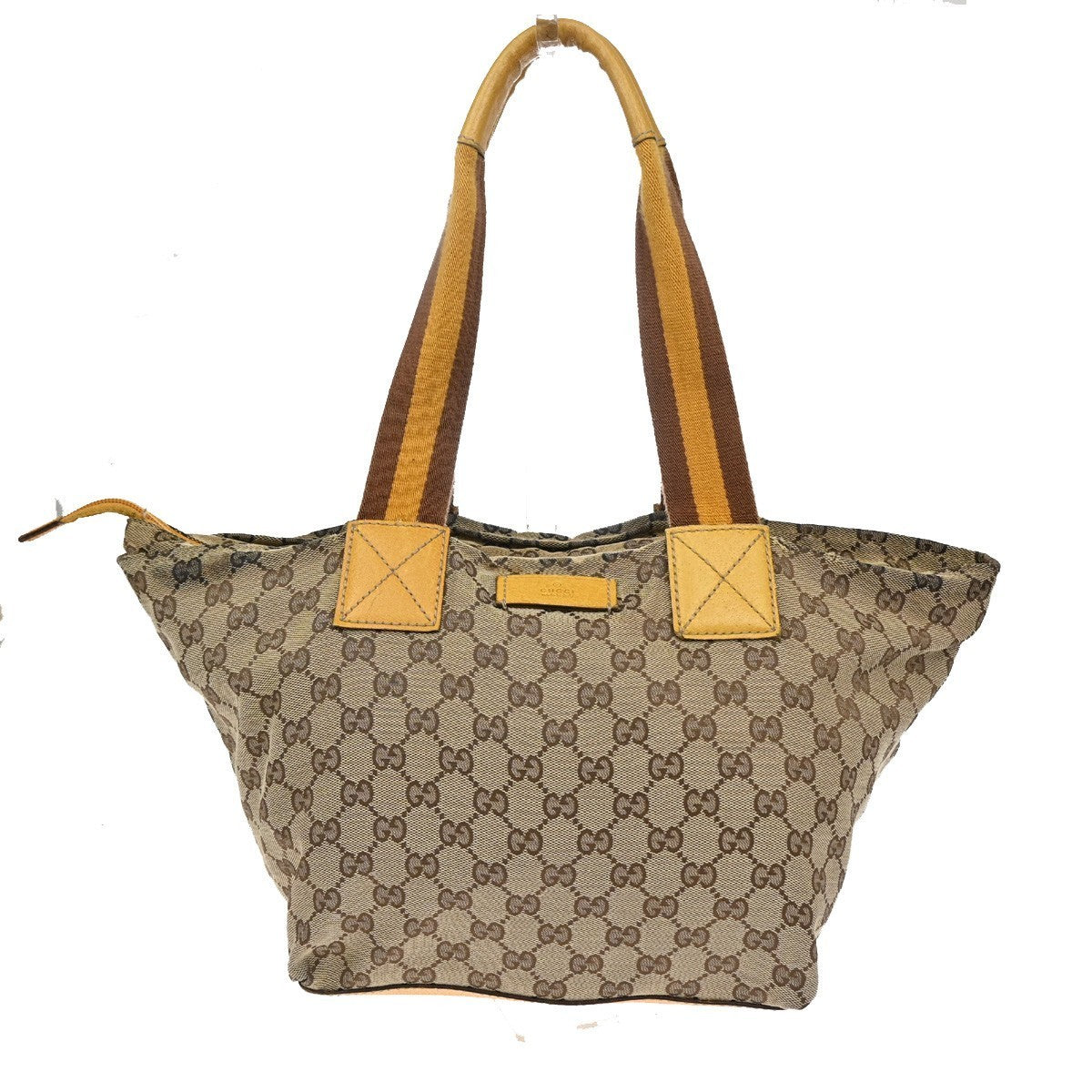 GUCCI GG Canvas Shoulder Tote Bag Leather canvas Yellow Italy 66CA368