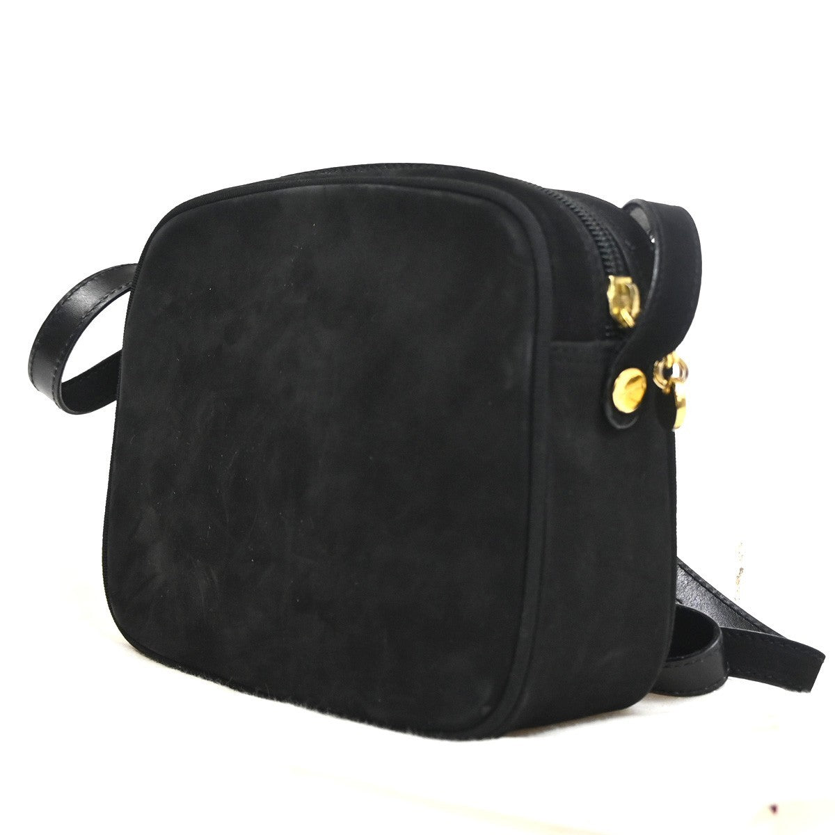 SALVATORE FERRAGAMO Vara Shoulder Crossbody Bag Suede Leather Black 36ZA124