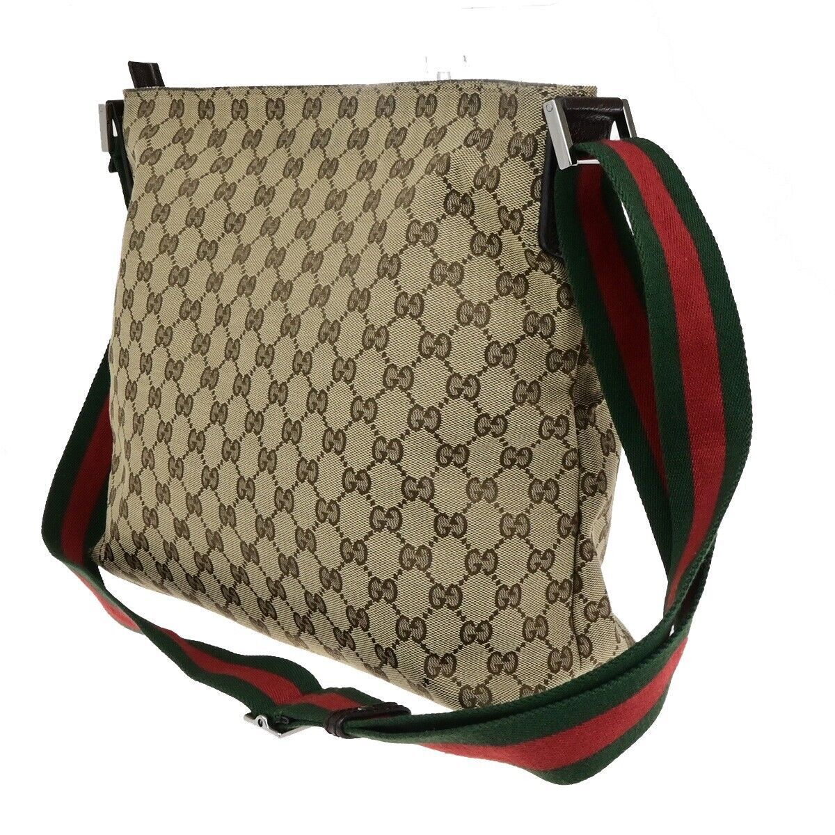 GUCCI GG Pattern Sherry Shoulder Bag Canvas Leather Brown SHW Italy 39ED283