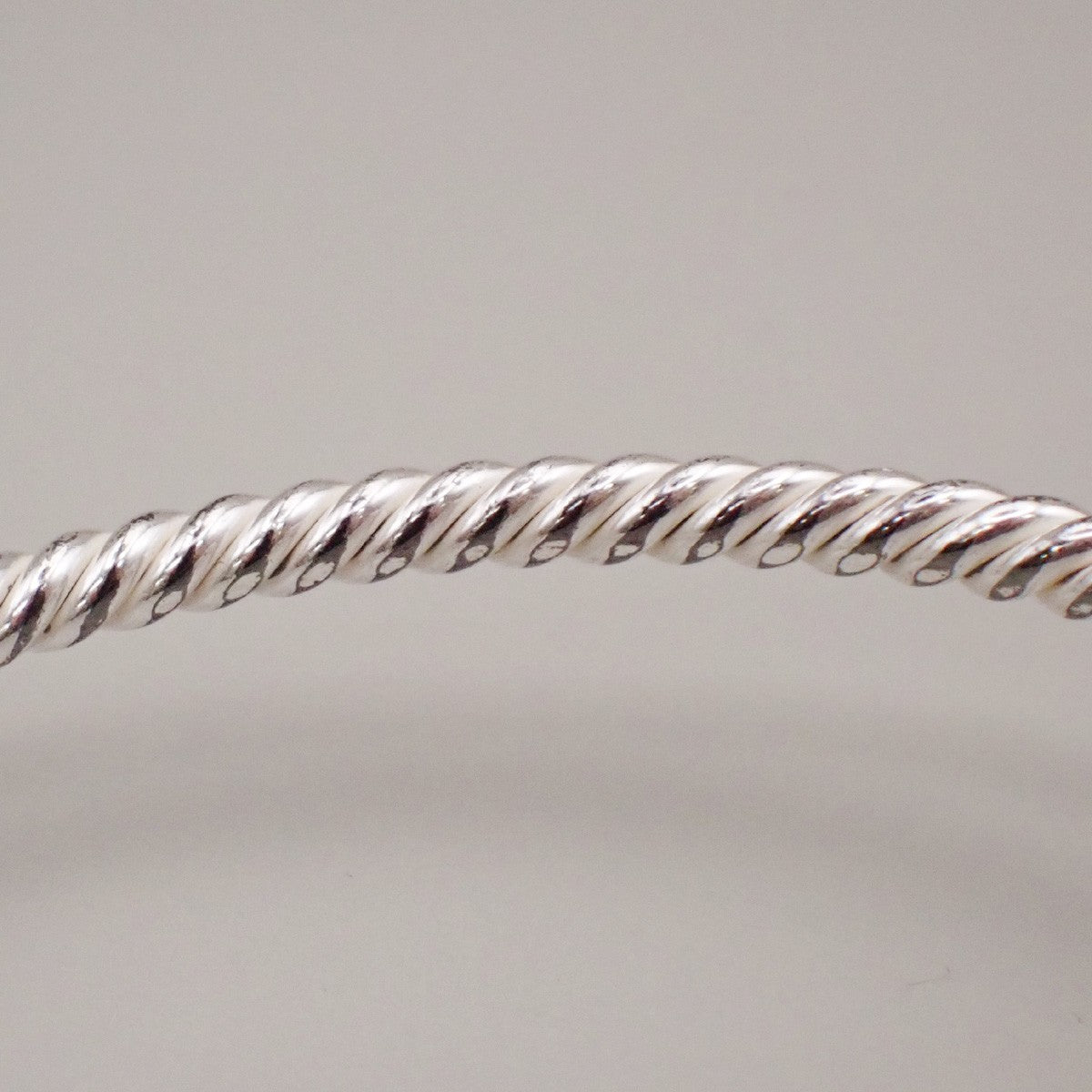 HERMES Logo Twisted Rope Knot Bracelet Bangle Silver 680LC634