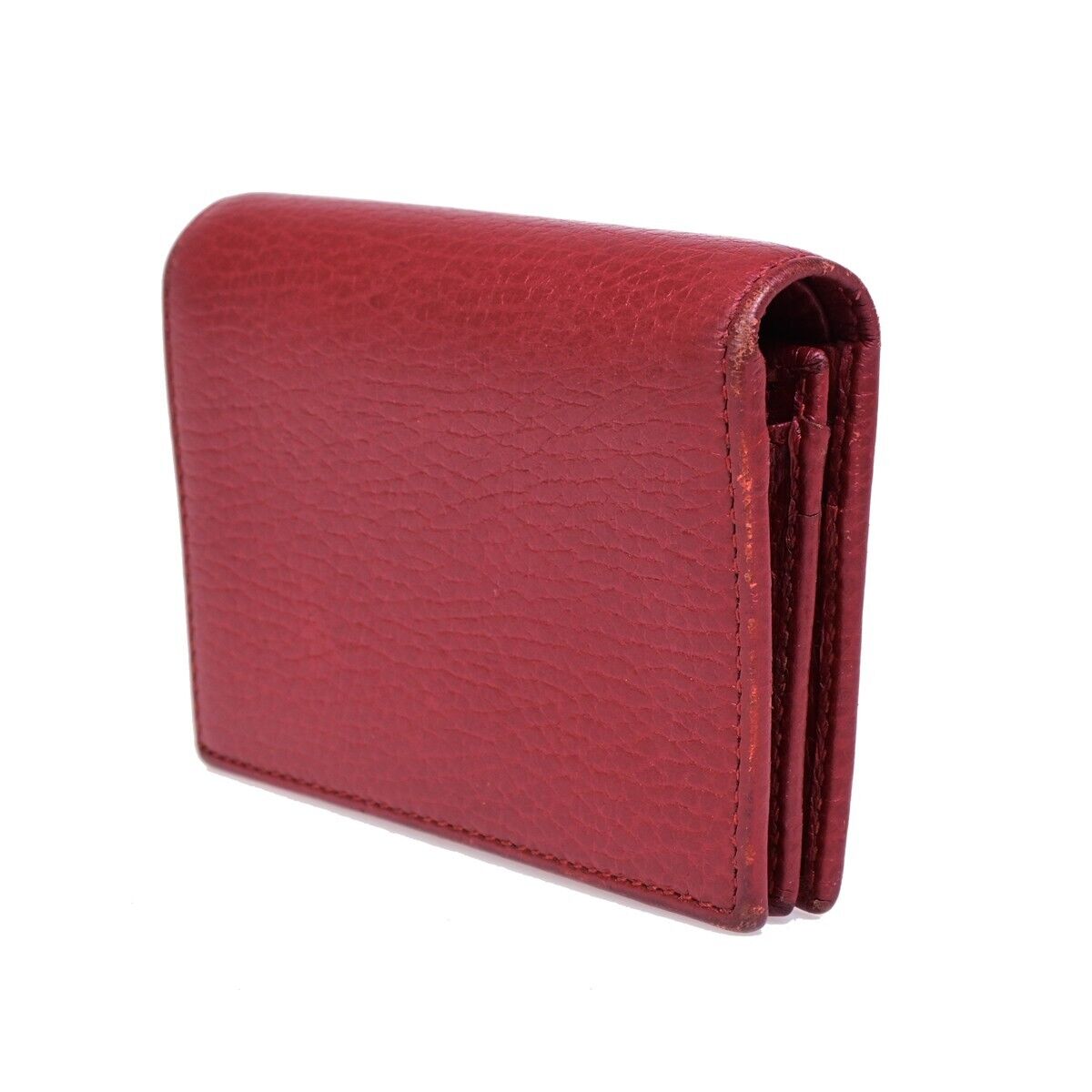 GUCCI Marmot GG Logos Bifold Wallet Purse Leather Red GHW Made In Italy 61HC101