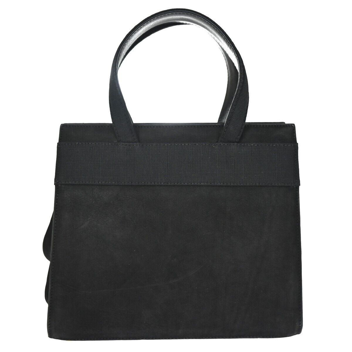 SALVATORE FERRAGAMO Logo Vara 2Way Shouldr Hand Bag Suede Leather Black 64ED395