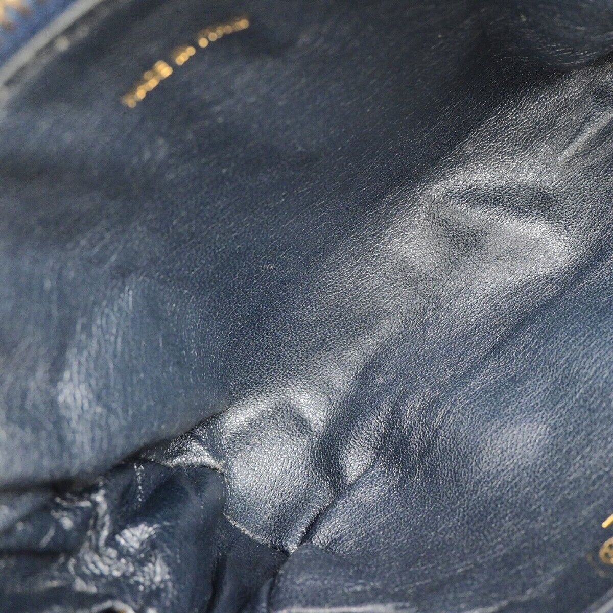 CHANEL Matelasse Tassel Chain Mini Shoulder Bag Leather Navy Vintage 660RK687