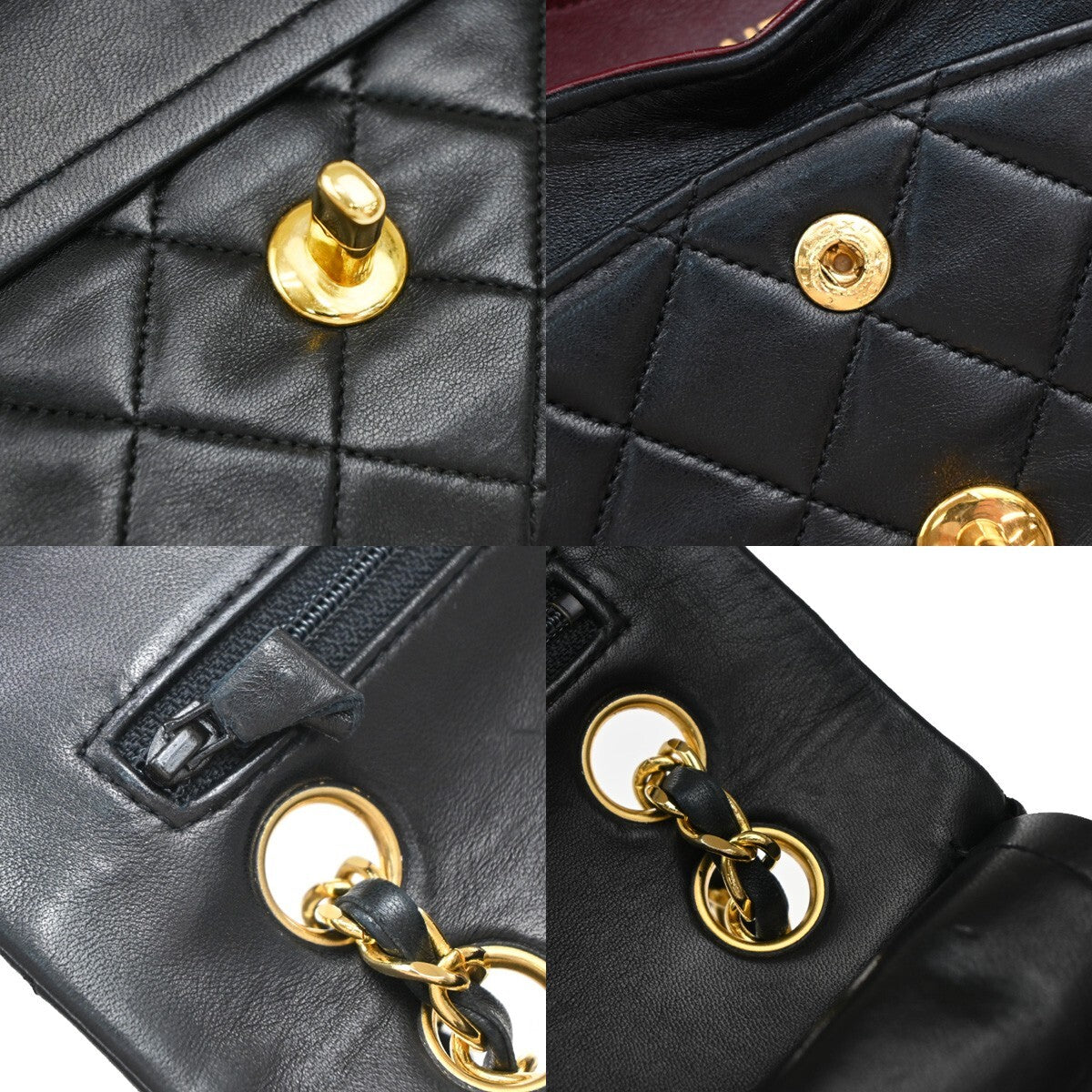 CHANEL Matelasse 23 Double Flap Chain Shoulder Bag Leather BK Vintage 730RF245