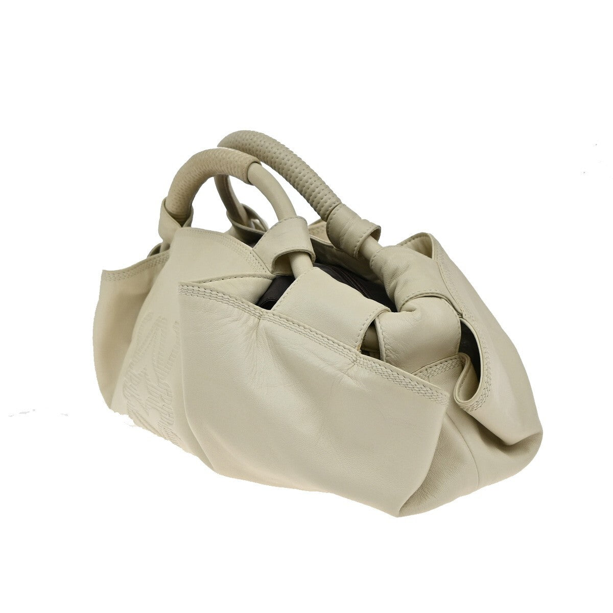LOEWE Anagram Logo Nappa Aire Hand Bag Leather White Spain 38EE143