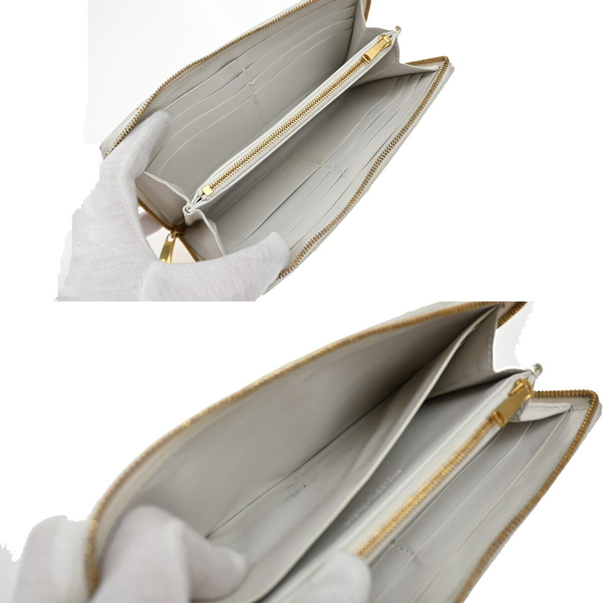 BOTTEGA VENETA Cassette Intrecciato long Wallet Purse Leather White 64EE516