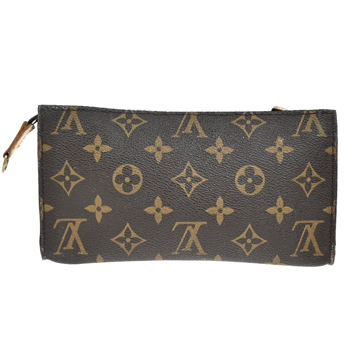 LOUIS VUITTON Logo BUCKET GM Pouch Bag Monogram Leather Brown France 05EG171