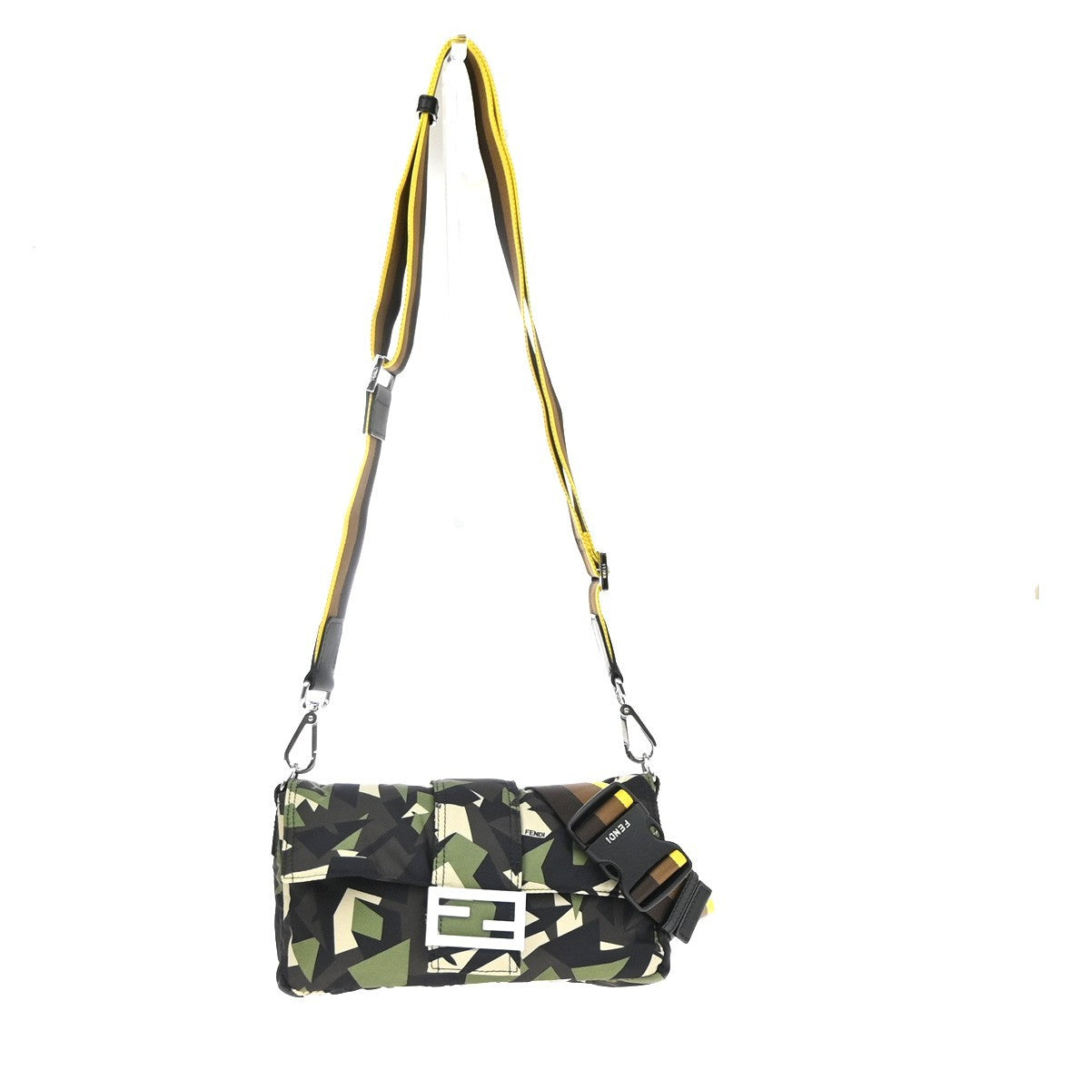 FENDI Logo Mamma Baguette Camouflage Bum Shoulder Bag Nylon Leather SHW 667RL908