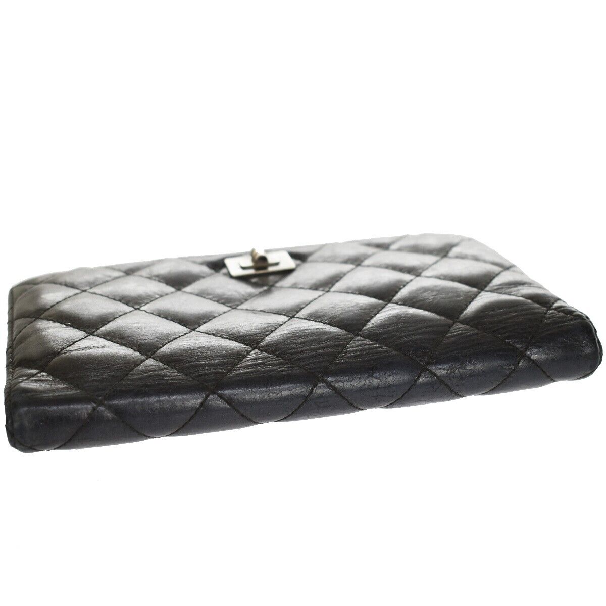 CHANEL CC Logo Matelasse Bifold Long Wallet Purse Leather Black France 60SH438
