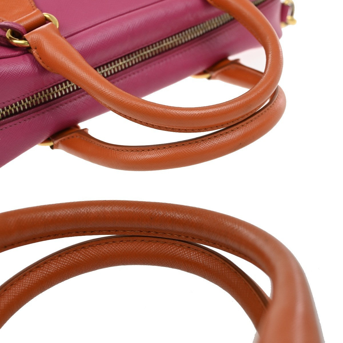 PRADA MILANO Logo 2Way Shoulder Hand Bag Saffiano Leather Pink Orange75KB303