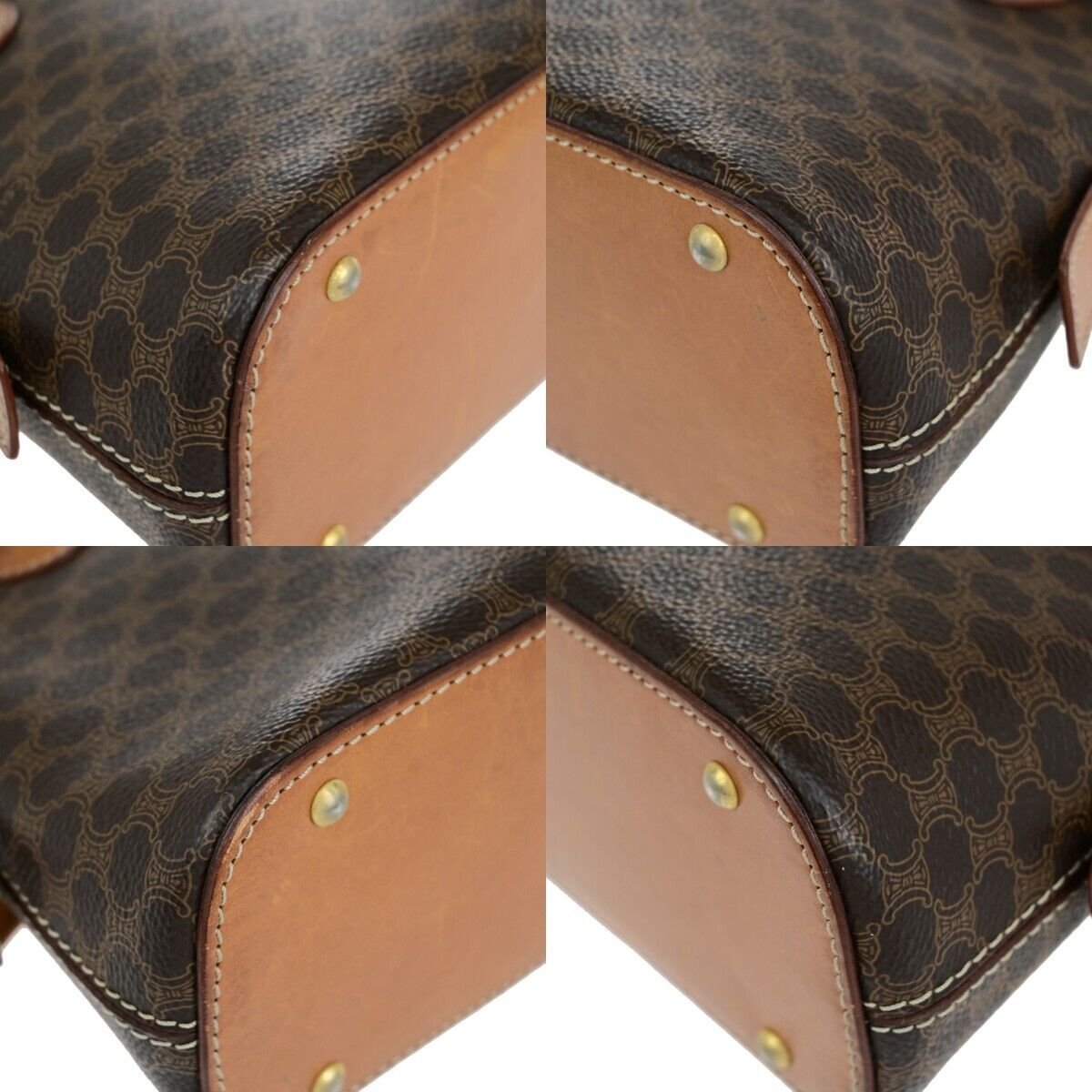 CELINE Logo Macadam Pattern 2Way Shoulder Hand Bag PVC Leather Brown GHW 38EC961