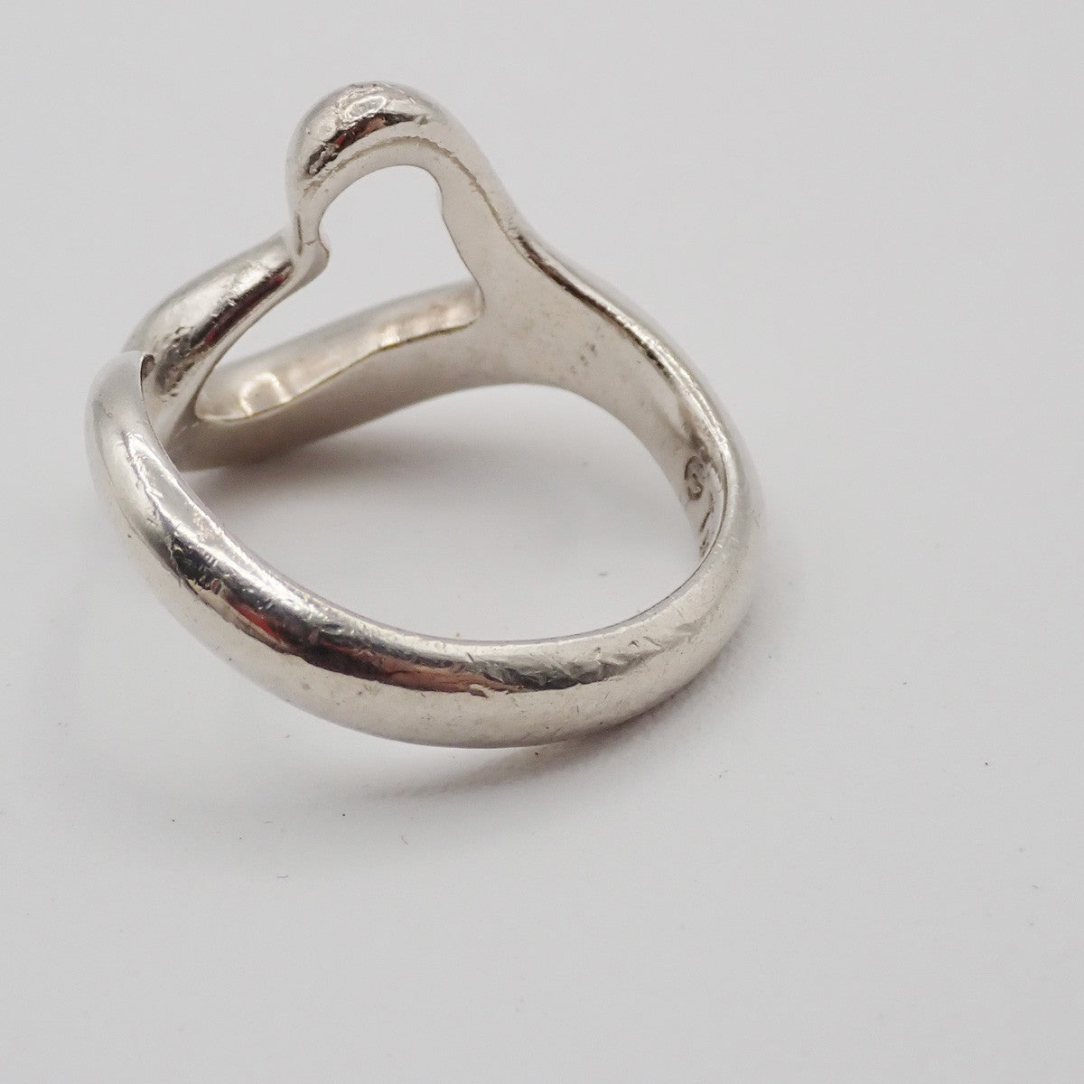 TIFFANY & CO. Elsa Peretti Open Heart Ring JP 9 US 5 Sterling Silver 925 05ZA319