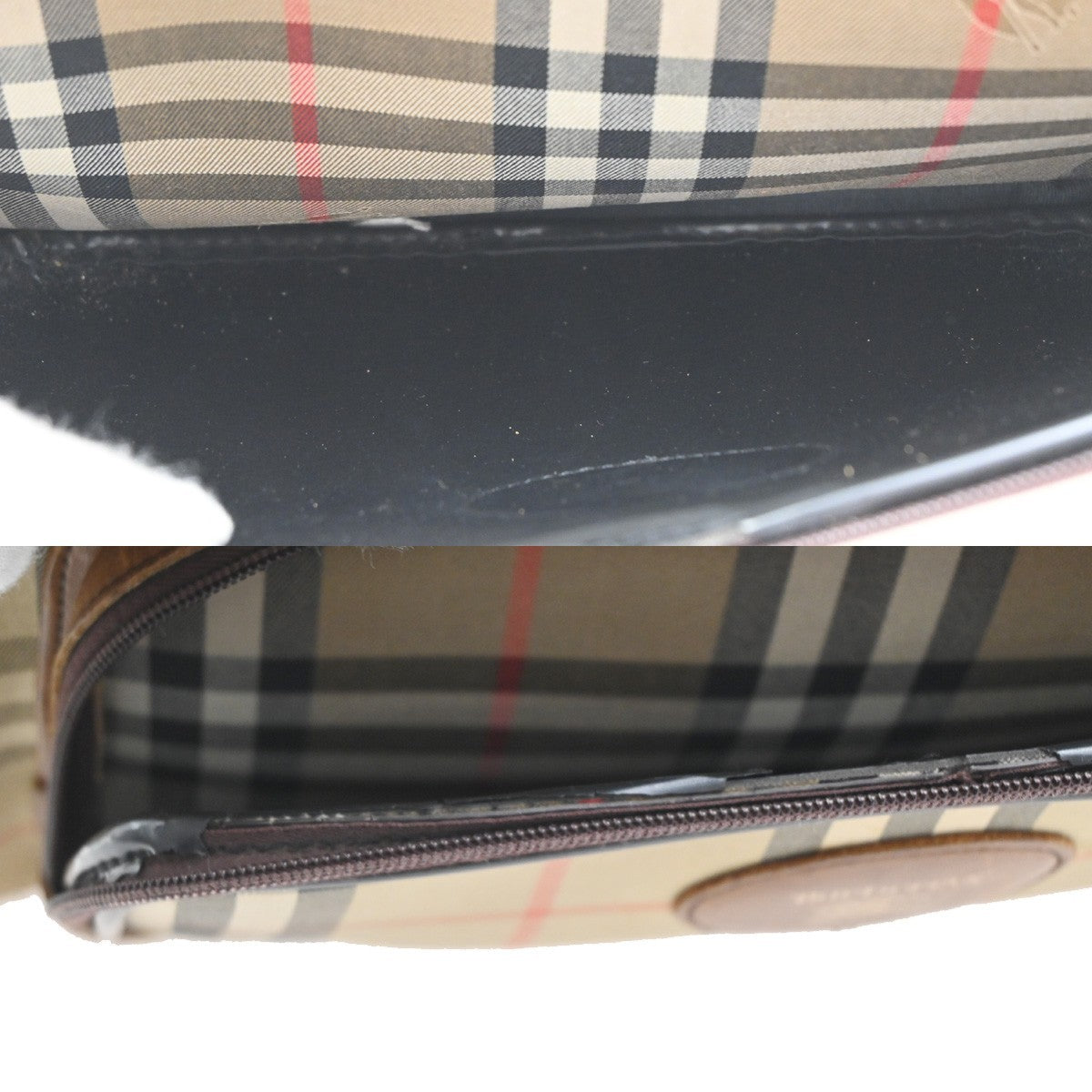 BURBERRYS Logo Nova Check Hand Bag Canvas Leather Beige Brown GHW 08CA549