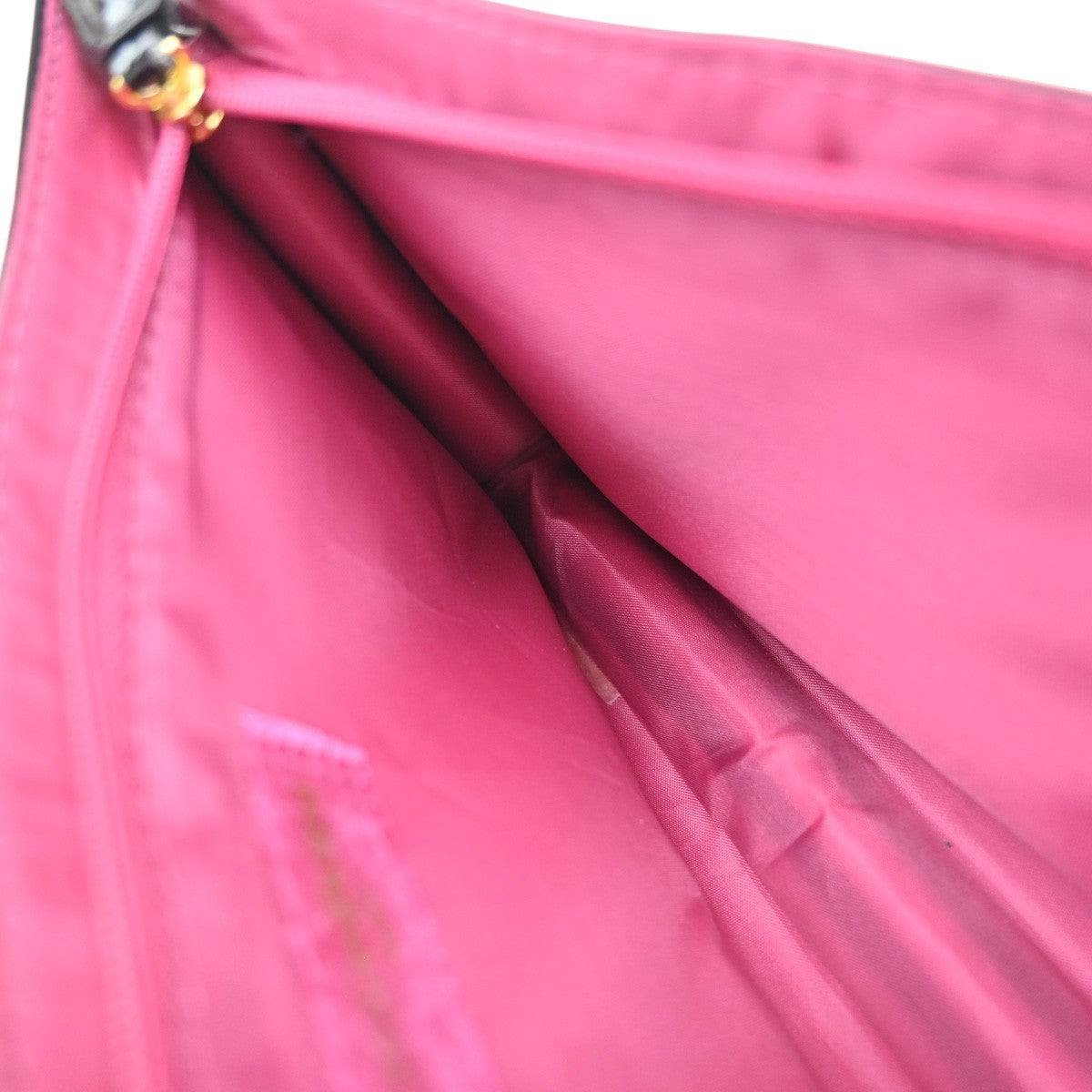 YVES SAINT LAURENT YSL Logo Pouch Bag Patent Leather Black Pink GHW 03KB043