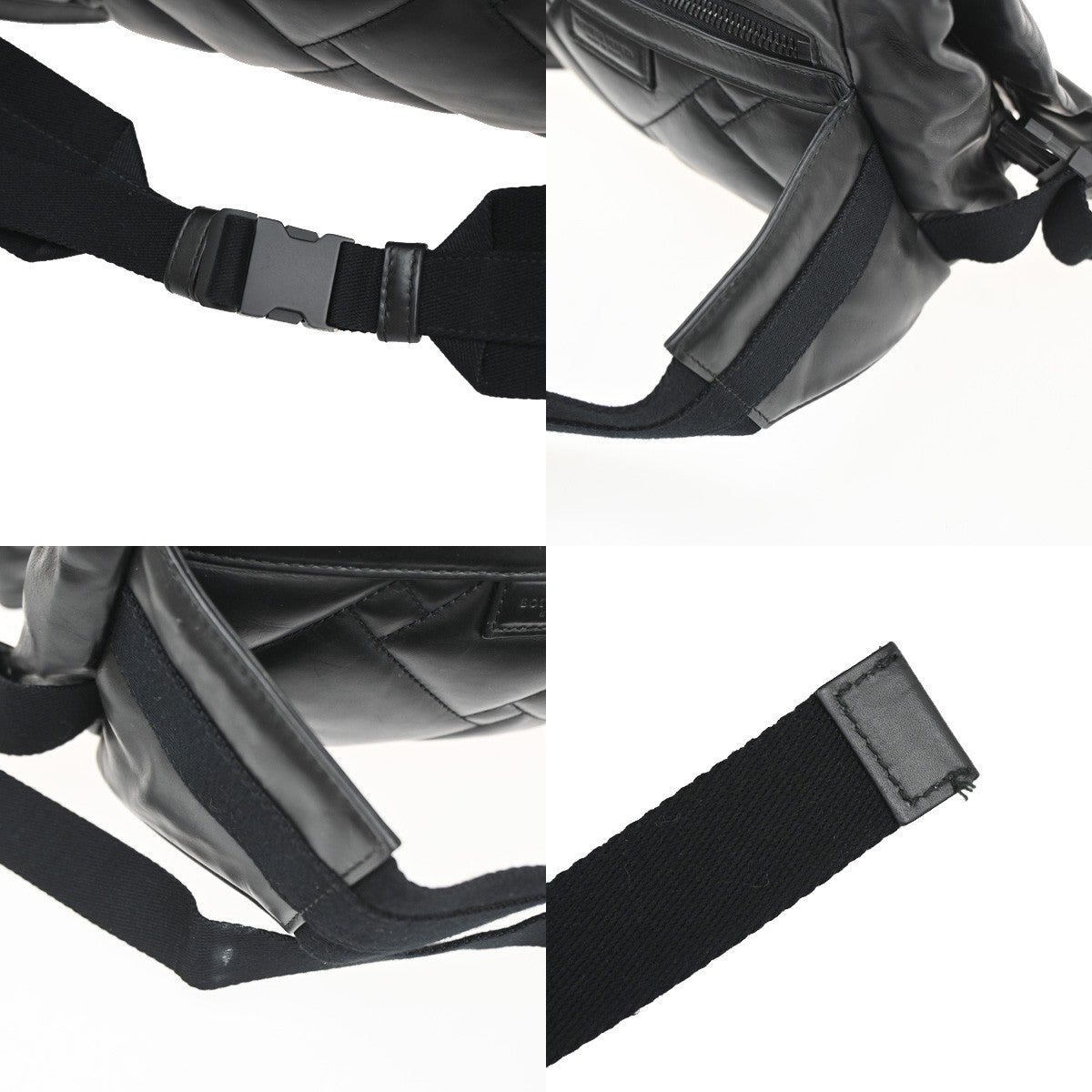 BOTTEGA VENETA Logo Perforated Body Bum Waist Bag Leather Black Italy 12YJ130