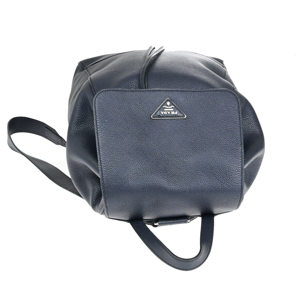 PRADA Logo Backpack Bag Leather Navy Blue Baltico Silver Italy 667RK115