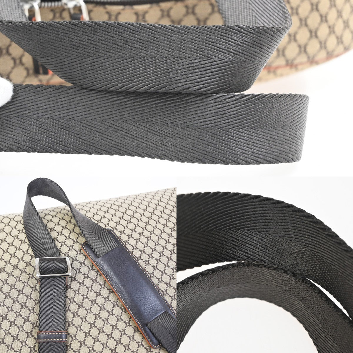 CELINE Logo Macadam 2Way Travel Shoulder Hand Bag Canvas Leather Brown 73RQ022