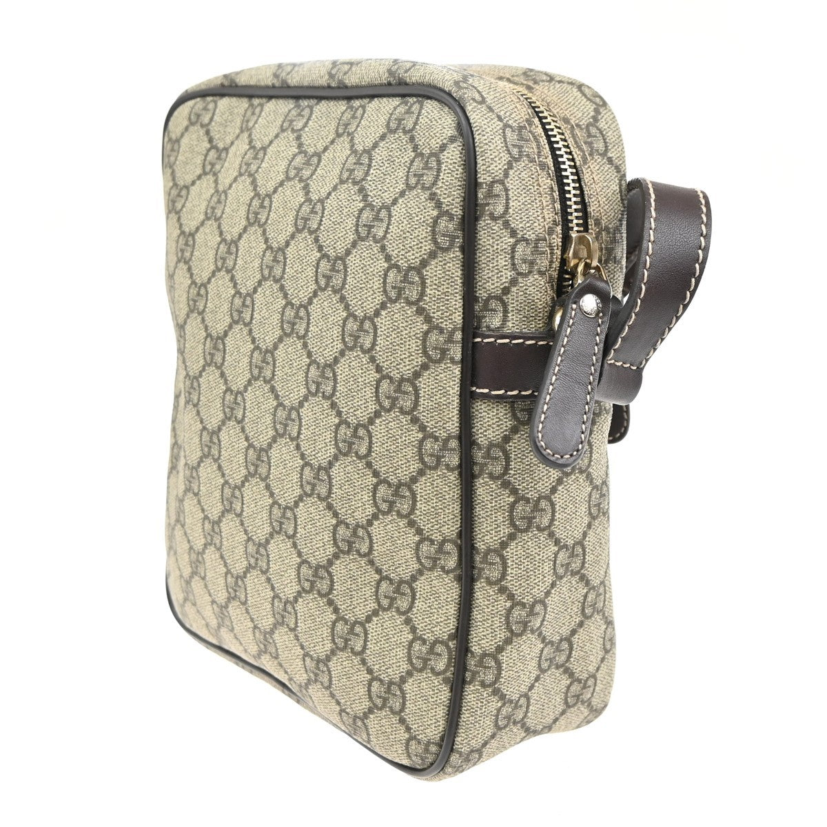 GUCCI Logo GG Pattern Shoulder Bag Supreme Leather Beige Italy GHW 39KC471