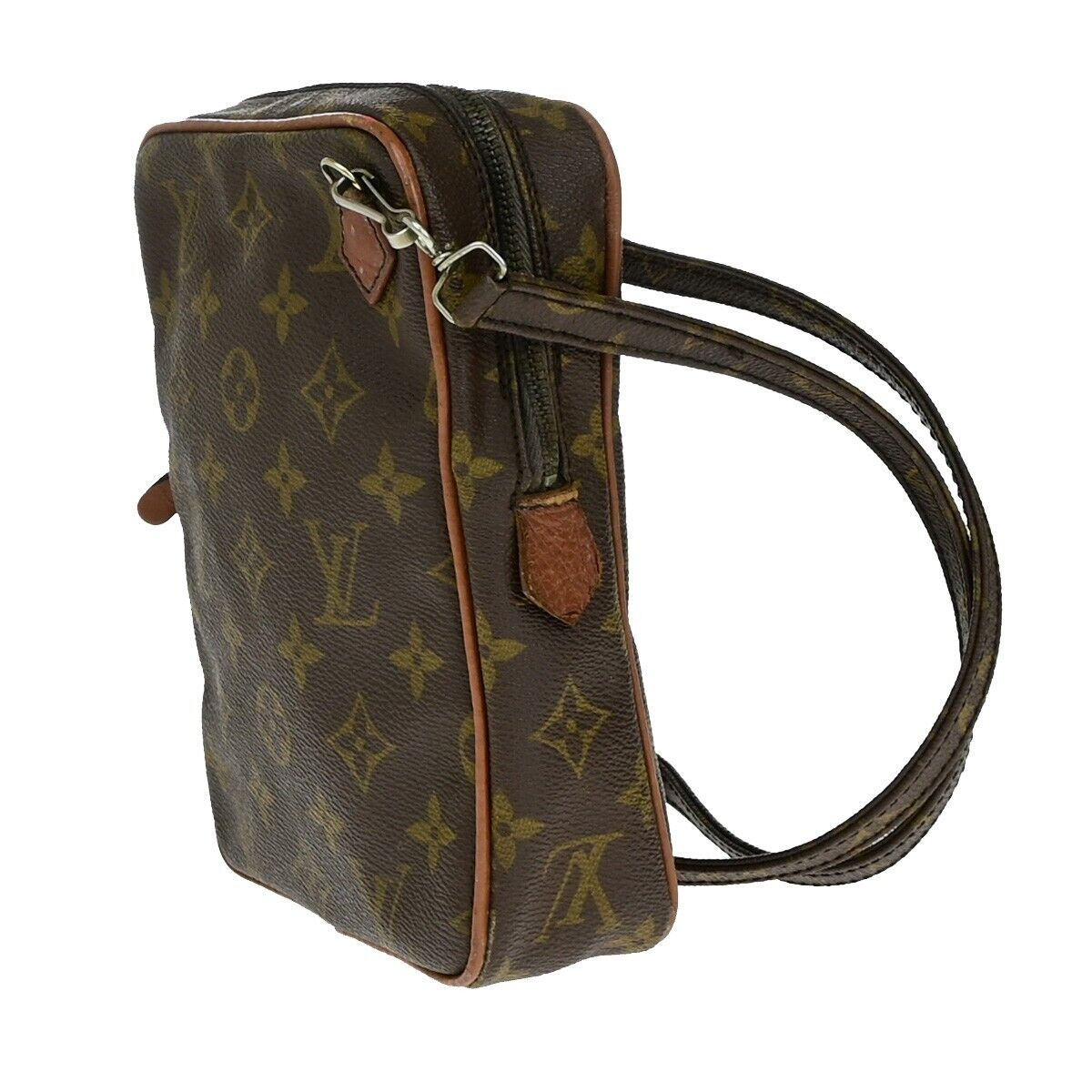 LOUIS VUITTON Danube Shoulder Bag Monogram Leather Brown Made In France 04FA584