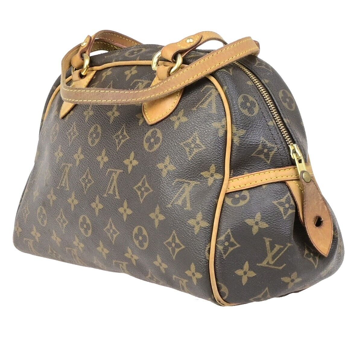 LOUIS VUITTON Montorgueil PM Shoulder Bag Monogram Leather Brown M95565 32ED377
