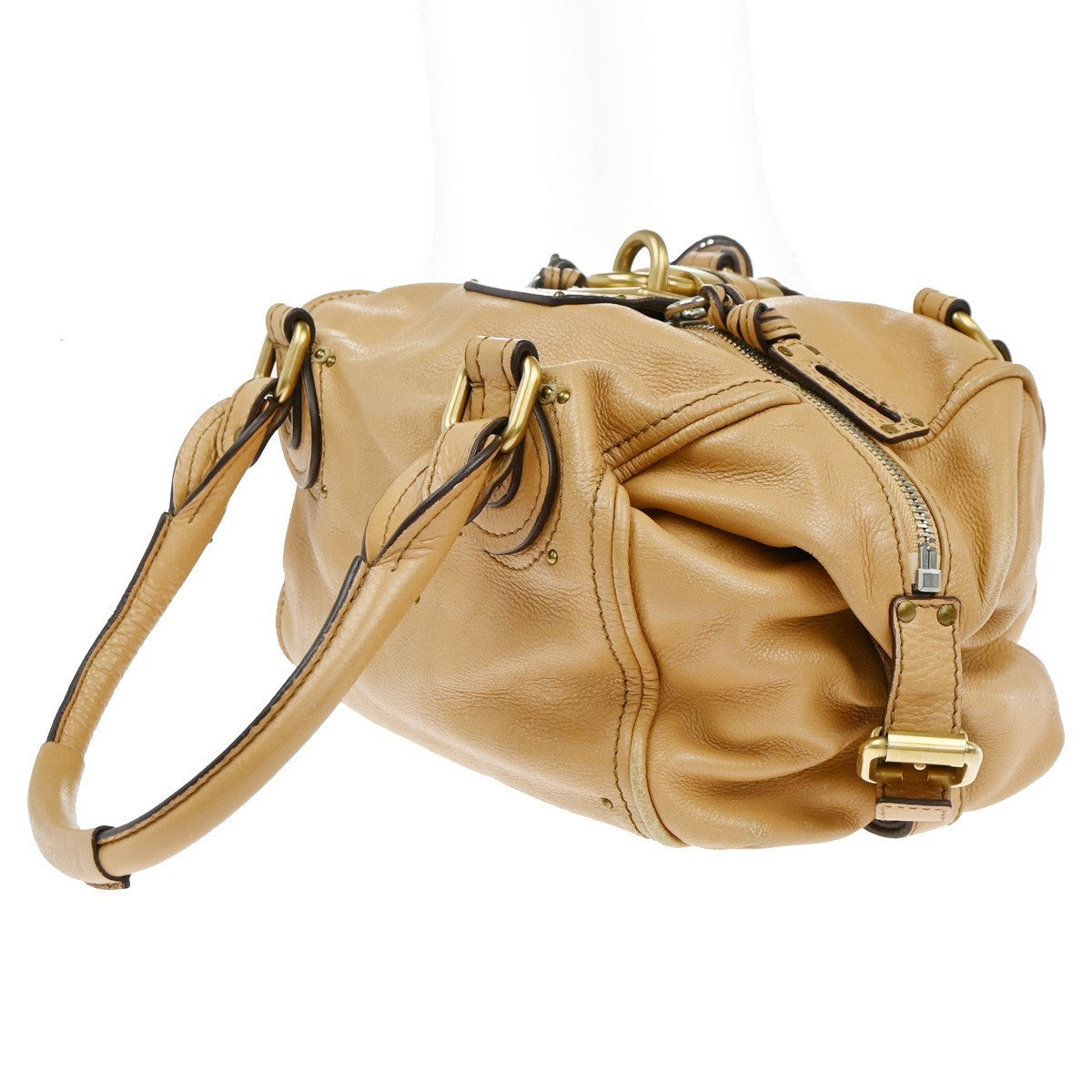 CHLOE Logo Paddington Padlock Shoulder Hand Bag Leather Brown GHW Italy 58EG376