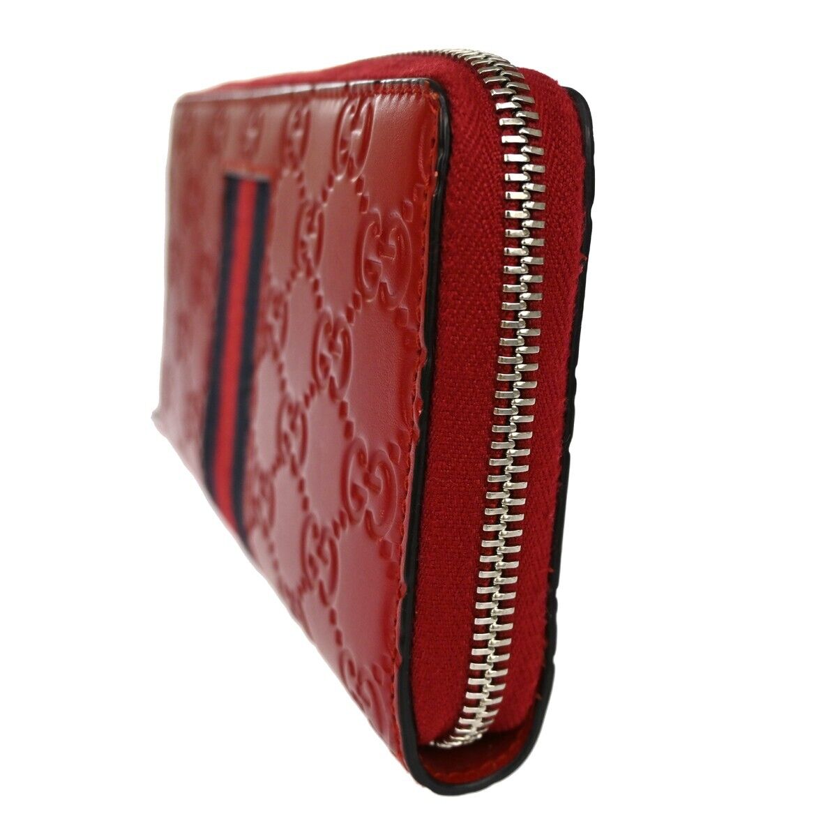 GUCCI Guccissima GG pattern Long Bifold Wallet Leather Red Italy 32GA976