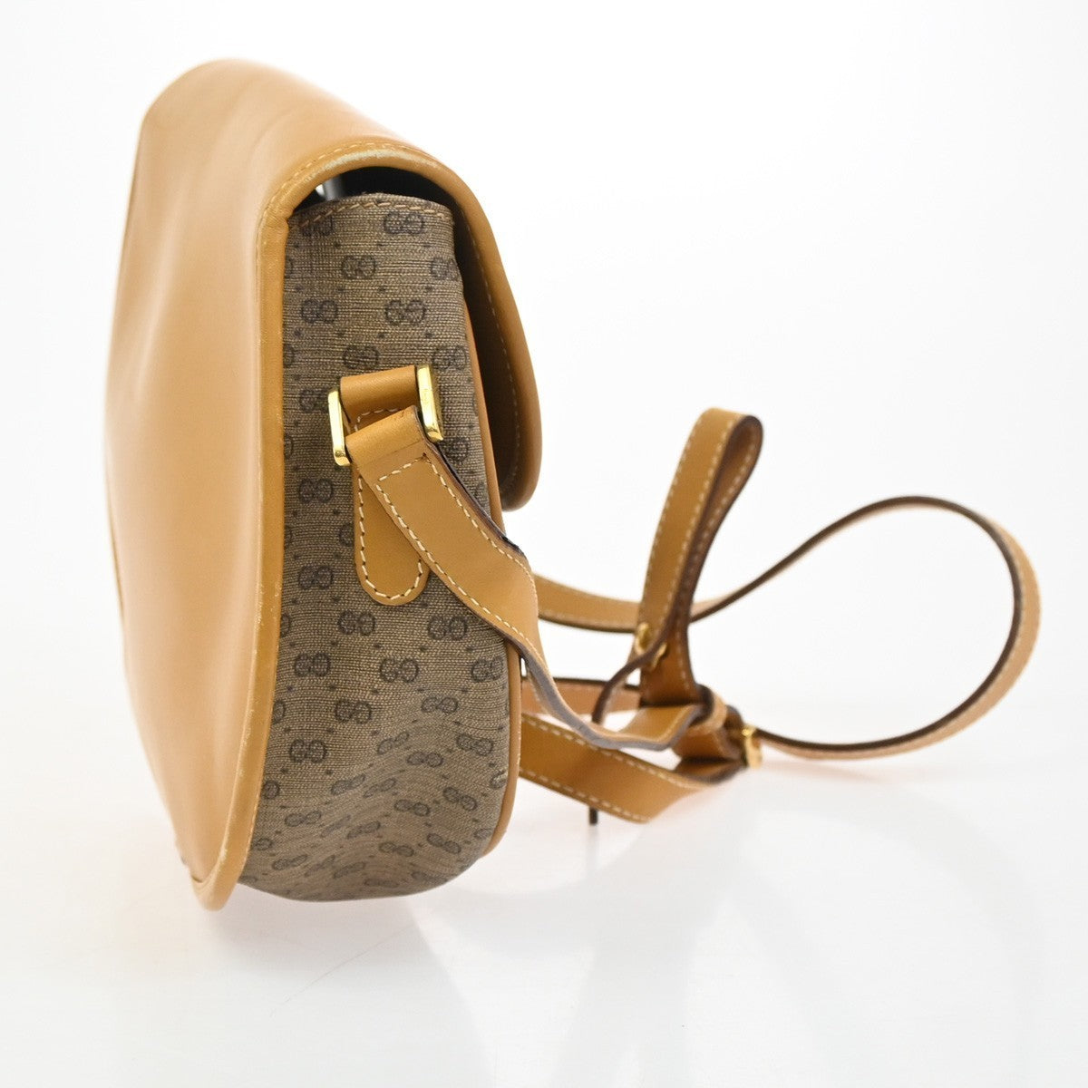GUCCI Logo Micro GG Pattern Mini Shoulder Bag PVC Leather Brown GHW Itay 69YJ034